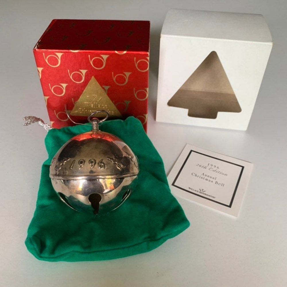 Wallace Silver Plate 1996 SLEIGH BELL CHRISTMAS Ornament  26th Annual Edition fl